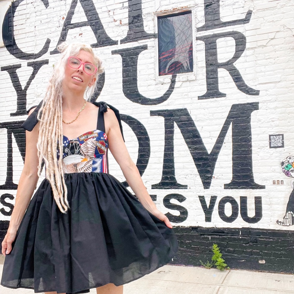 New York Couture One of a Kind Reworked Harley Davidson Bustier Dress